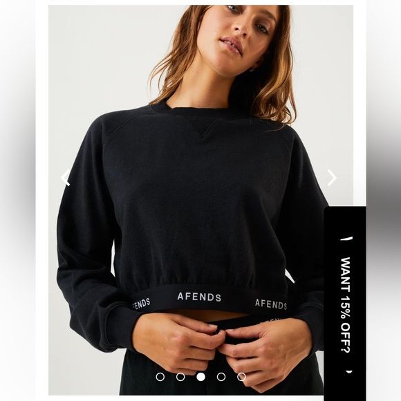 NWT Afends Hemp Homebase Cropped Long sleeved Black Sweater Sz 4 or Small - Picture 2 of 12